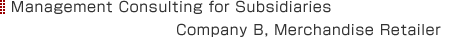 Management Consulting for Subsidiaries Company B, Merchandise Retailer